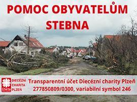 Charita začala s rozdělováním finanční pomoci potřebným rodinám v poničeném Stebně
